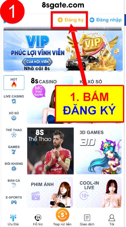đăng ký 8s qua điện thoại